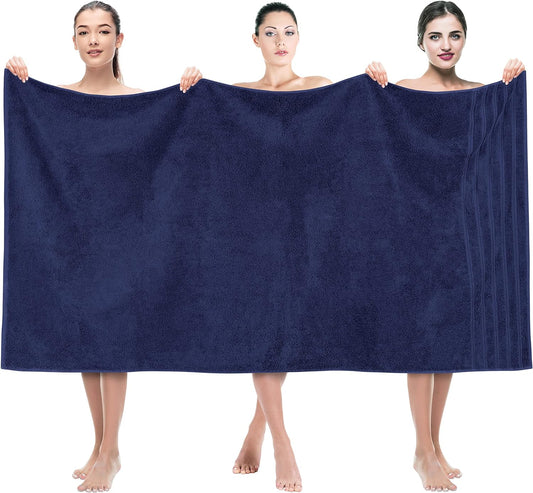 American Soft Linen 35x70 Jumbo Large Bath Towels, 600 GSM 100% Cotton Turkish Bath Sheet, Oversized Luxury Bath Towels for Bathroom Beach and Pool, Navy Blue