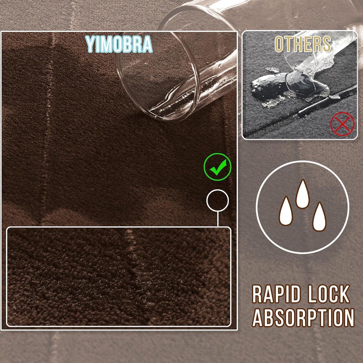 Yimobra Bathroom Runner 55"x24", Non Slip Memory Foam Bath Mat, Super Soft Water Absorbent Hallway Carpet, Machine Washable Rug for Vanity Tub Shower, Brown