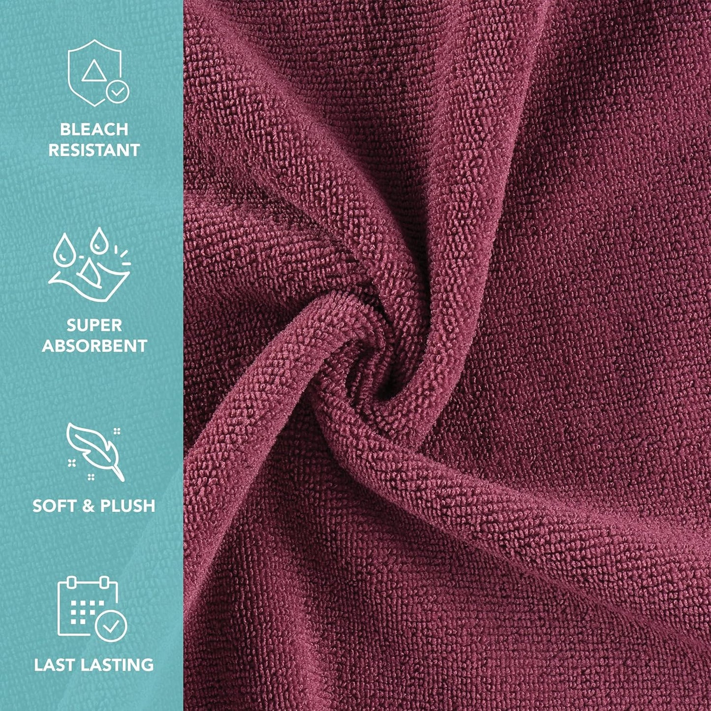 Arkwright Bleach Proof Salon Towels Bulk - Case of 144 - Ultra Soft, Gentle Microfiber, Highly Absorbent & Quick Dry Spa Facial Towel for Hair Stylist, Nail Shop, and Esthetician, 16 x 27 in, Burgundy