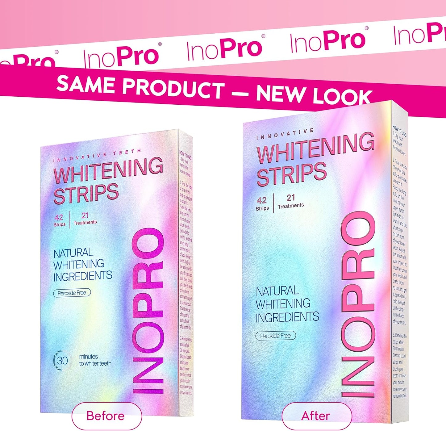 Teeth Whitening Strips 21 Treatments Kit - Teeth Whitener, Peroxide Free, Green White Strips for Teeth Whitening with Arbutin, Coconut Oil, Deep Stains Removal (42 Strips)