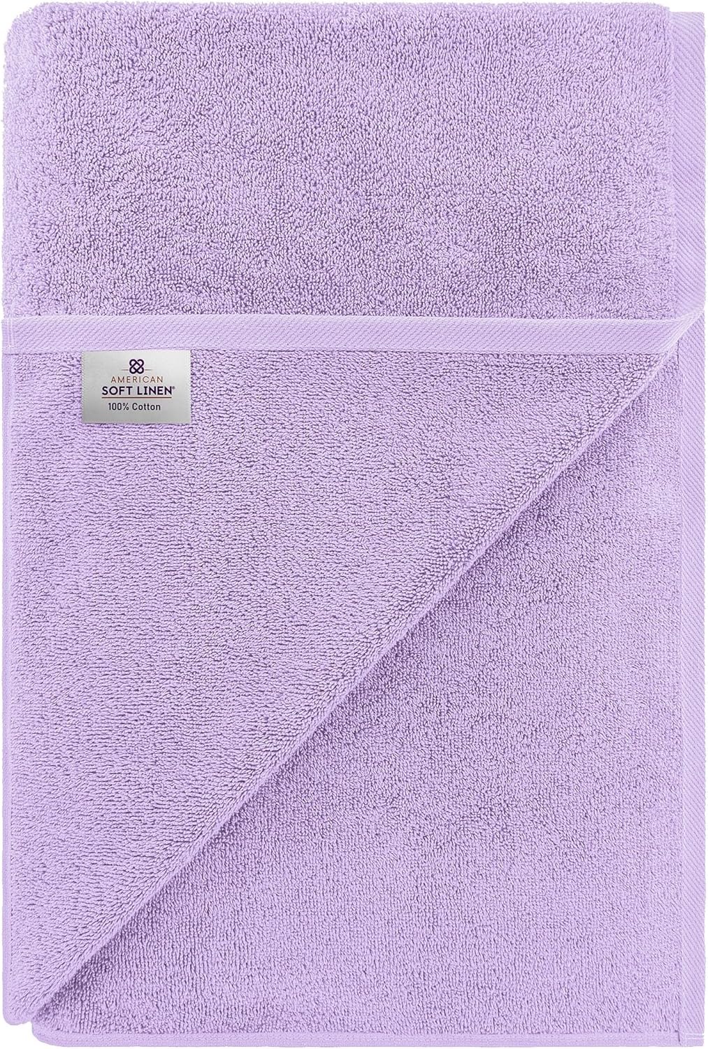 American Soft Linen Oversized Bath Sheet 40x80 Extra Large for Bathroom, 600 GSM 100% Cotton Turkish Jumbo Bathsheet Towels for Adults, Lilac Bath Sheet