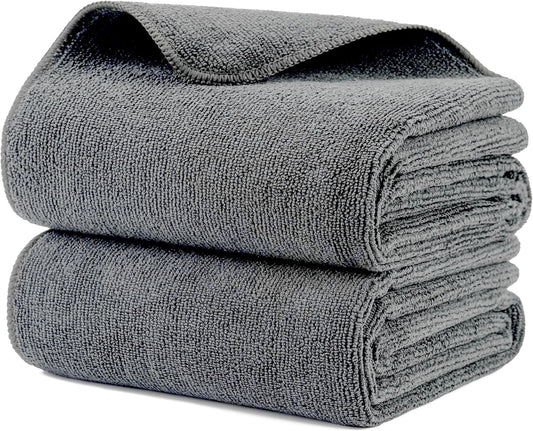 New Microfiber Hair Drying Salon Towels, Quick Dry, Lint Free, 2 Pack (Gray)
