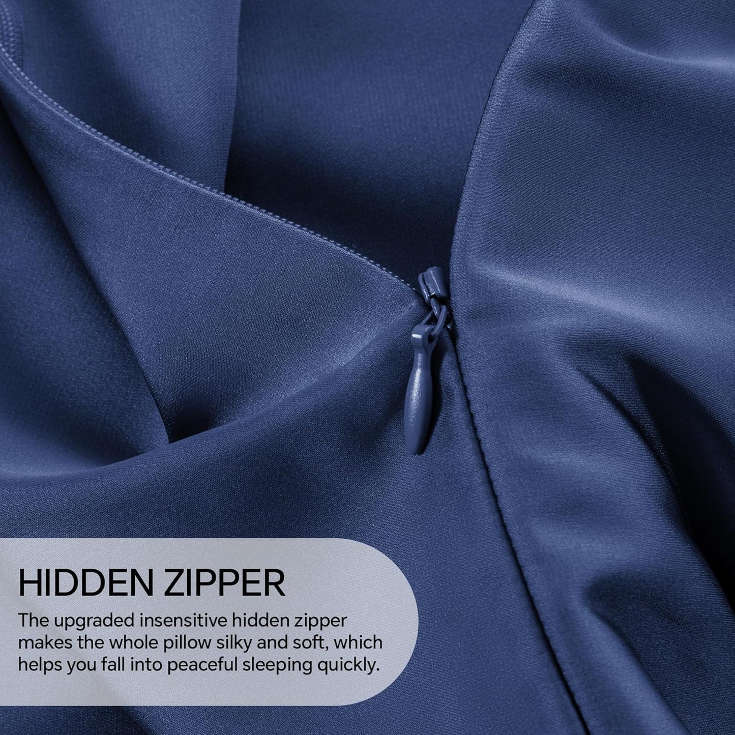 INFIIXSO Mulberry Silk Pillow Case King Size, Silk Pillowcase with Hidden Zipper 20"x36", Extraordinary Smooth and Soft Pillow Cases for Hair and Skin(Navy, 1 Pack)