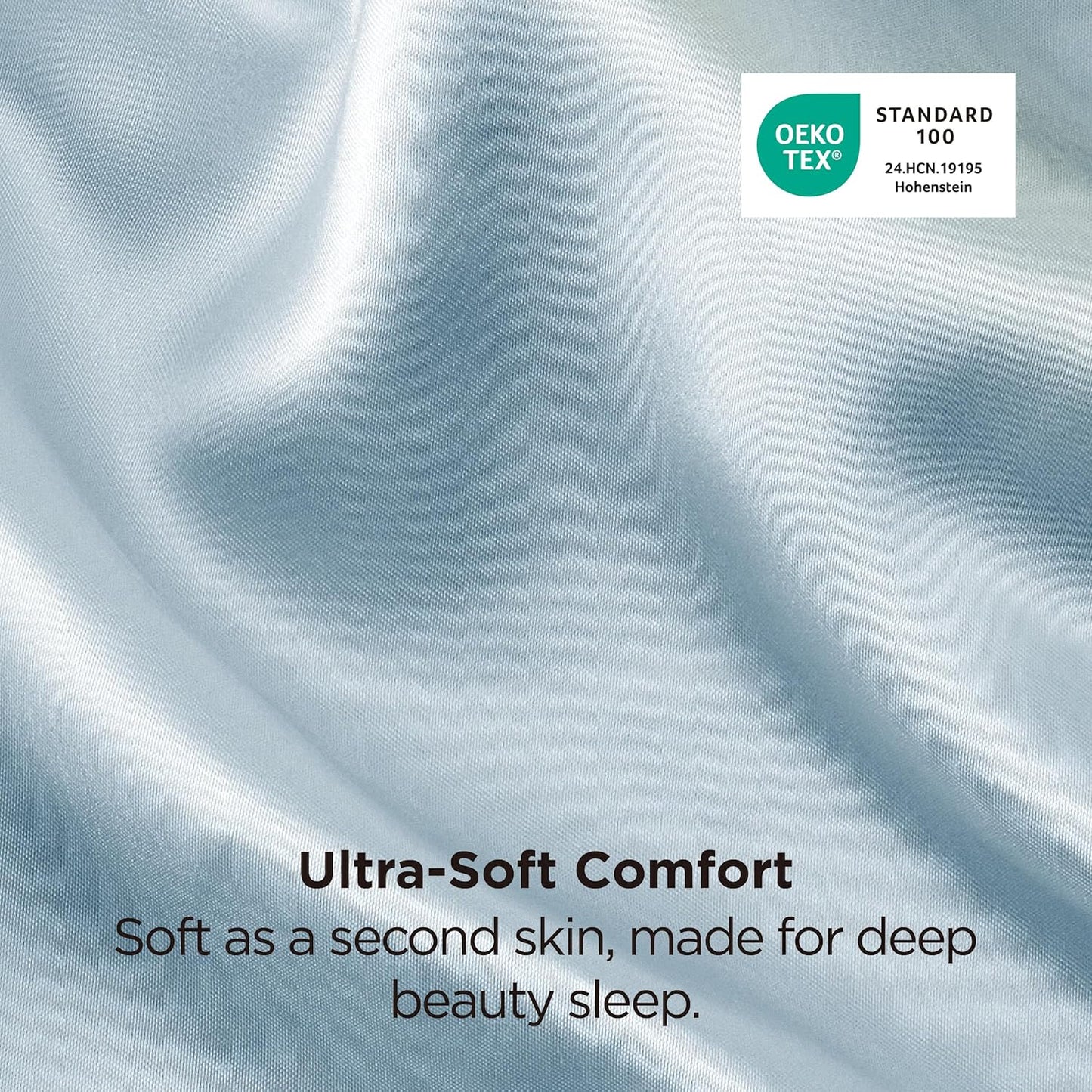 Bedsure Satin Pillowcase 2 Pack Similar to Silk Pillow Cases Standard Size, Pillow Case for Sleeping Women with Envelope Closure, Gifts for Women Men, Stone Blue, 20x26 Inches, 2pcs