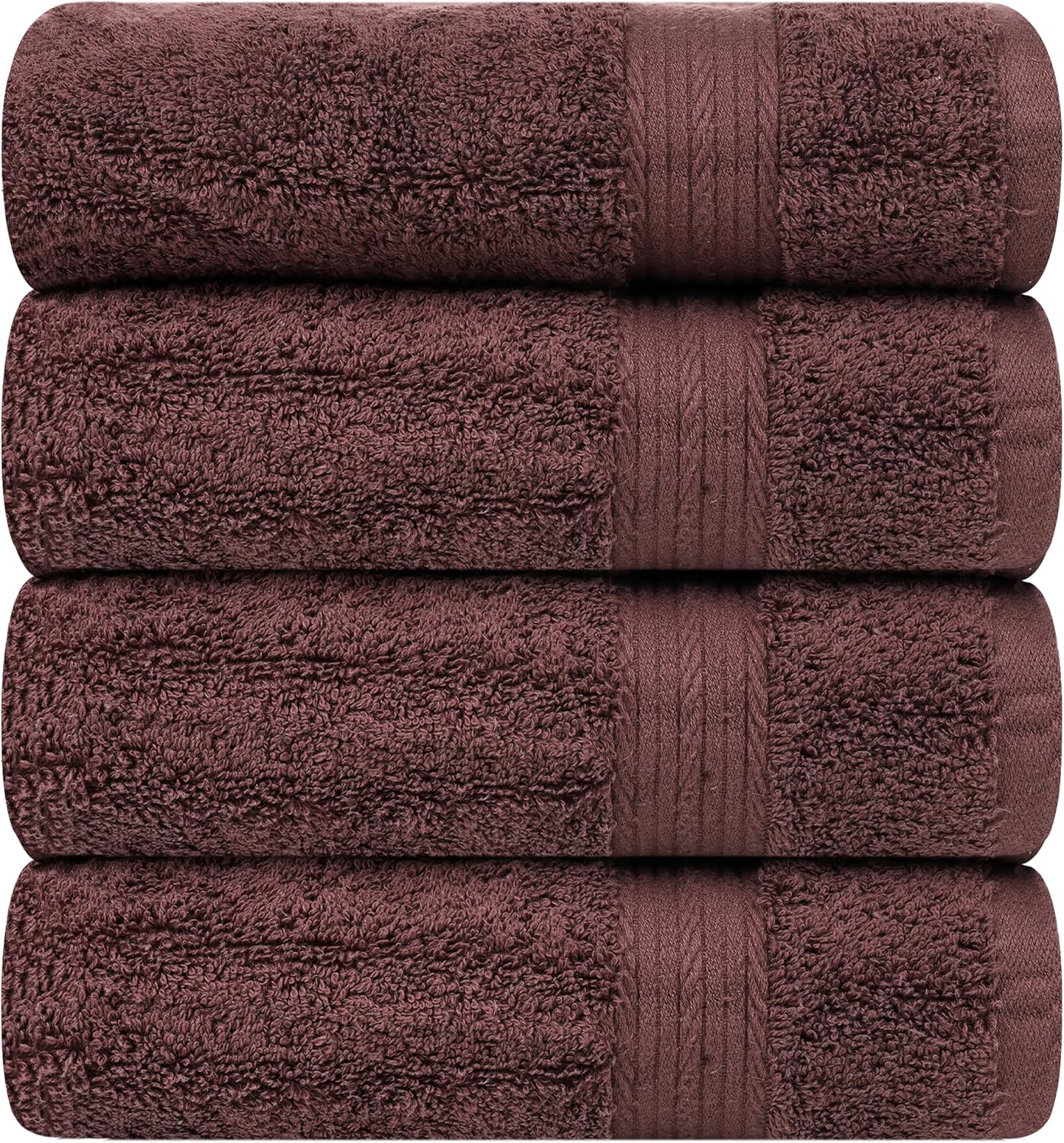 Ample Decor Hand Towel 18 X 28 Inch Pack of 4 600 GSM 100% Cotton, Soft Absorbent Thick Durable Premium Quality, for Hotel, Bathroom, Spa, Daily Use, Gym - Machine Washable - Brown