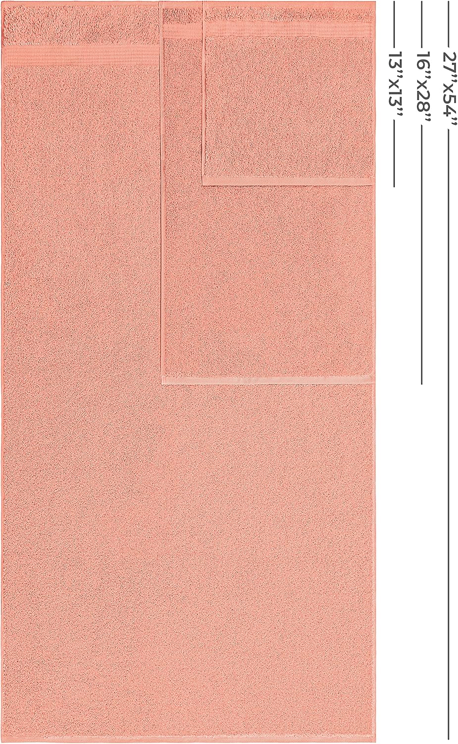 American Veteran Towel, 100% Cotton Turkish 6 Piece Towel Set, Luxury Towels Set of 6 for Bathroom Essentials, 2 Bath Towels 2 Hand Towels 2 Washcloths, Coral