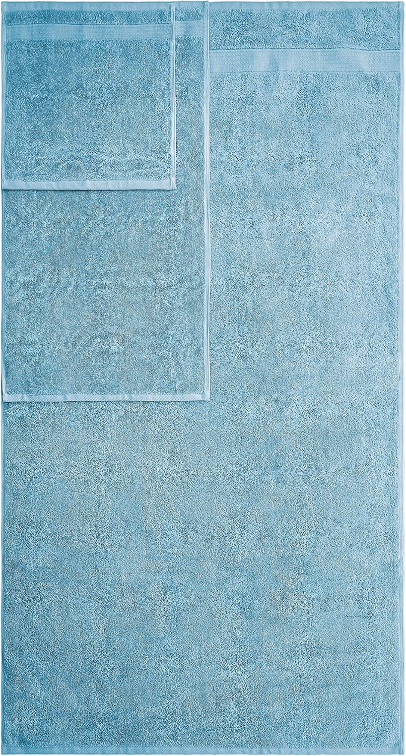 American Veteran Towel, 6 Piece Towel Set for Bathroom, 100% Cotton Turkish Bathroom Towels, 2 Bath Towels 2 Hand Towels 2 Washcloths, Sky Blue