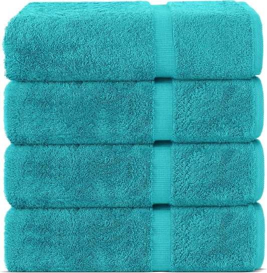 Chakir Turkish Linens | Hotel & Spa Quality 100% Cotton Premium Turkish Towels | Soft & Absorbent (4-Piece Bath Towels, Aqua)