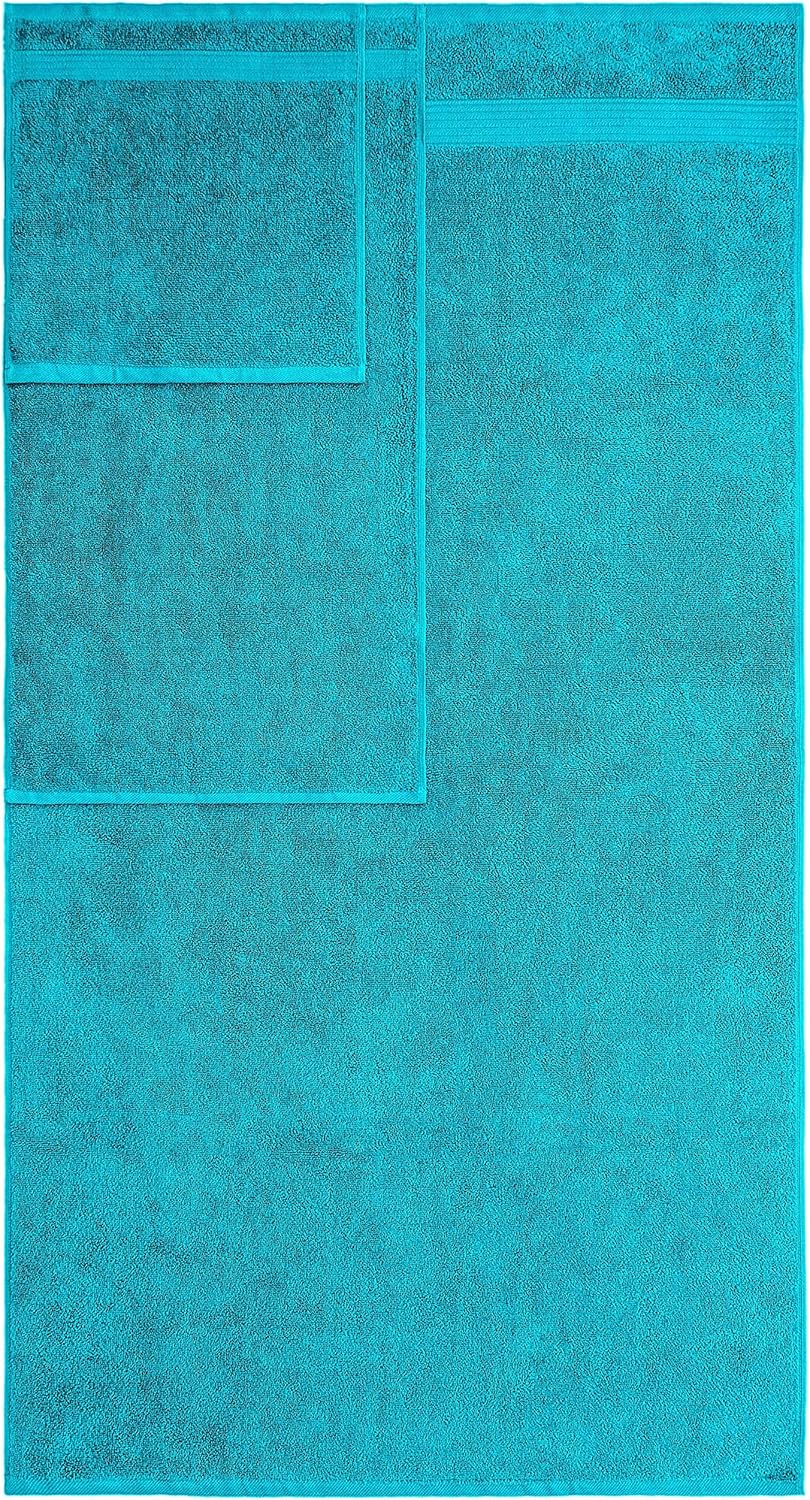 American Veteran Towel, 6 Piece Towel Set for Bathroom, 100% Cotton Turkish Bathroom Towels, 2 Bath Towels 2 Hand Towels 2 Washcloths, Aqua Blue