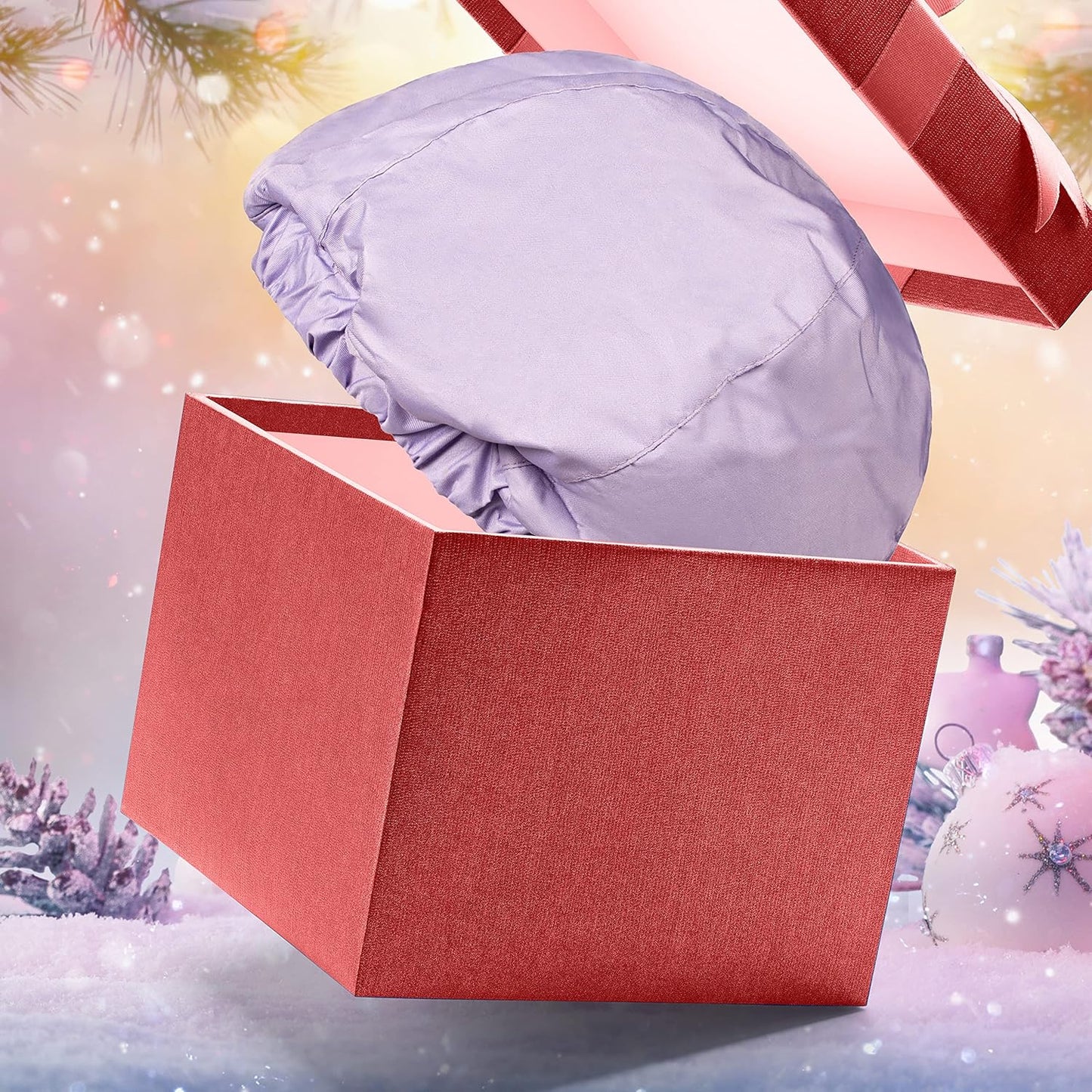 Premium Shower Cap for Women with Long Hair. Reusable, 100% Waterproof, Double-Sided, Great For Curls with Satin Silk Anti-Frizz Cloth. Lilac Shower Caps For Women (Standard, Lilac)