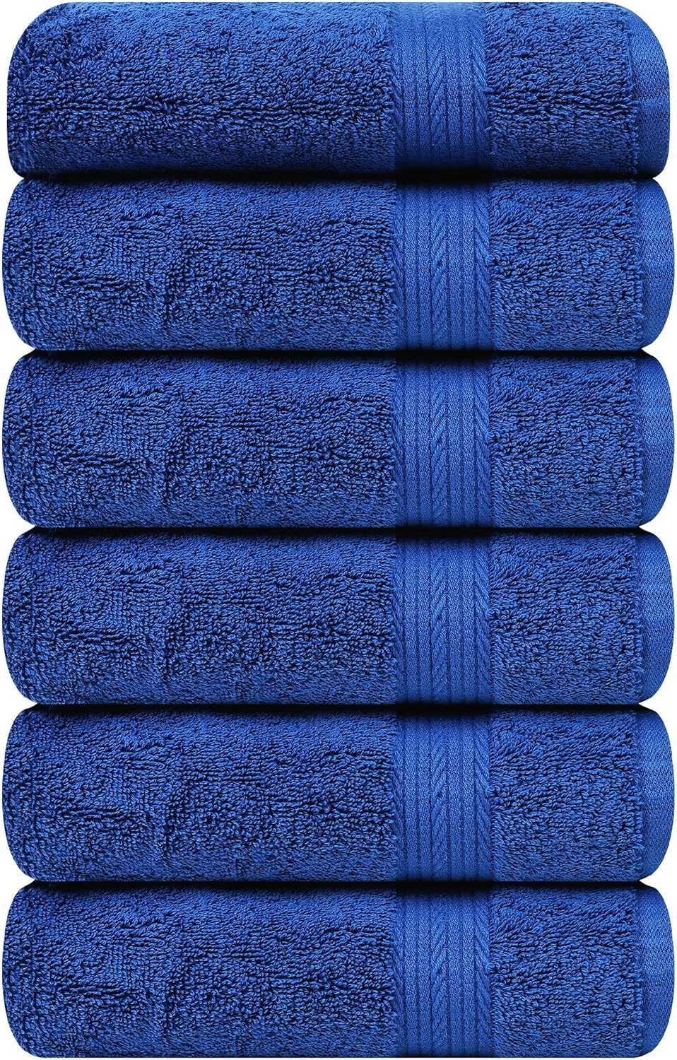 Ample Decor Hand Towel 18 X 28 Inch 600 GSM 100% Cotton, Soft Absorbent Hand Towels - Set of 6 - Navy Blue