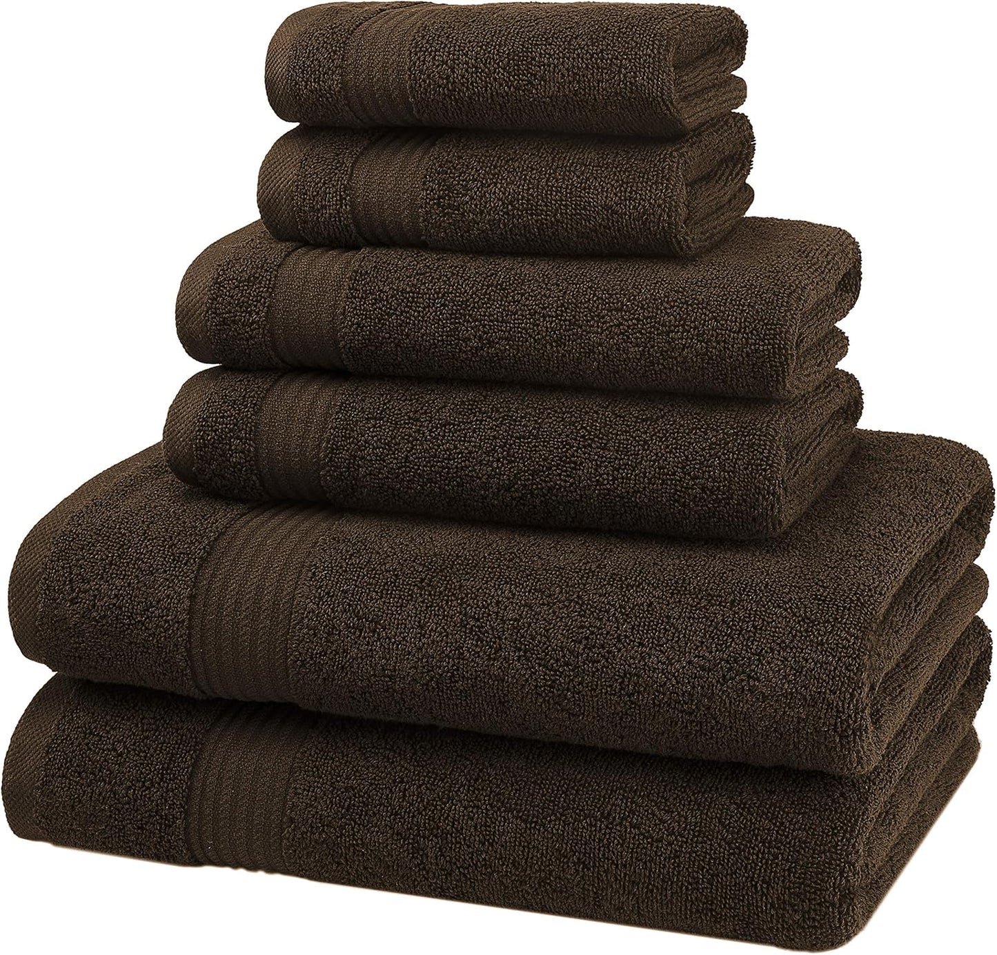 American Veteran Towel, 6 Piece Towel Set for Bathroom, 100% Cotton Turkish Bathroom Towels, 2 Bath Towels 2 Hand Towels 2 Washcloths, Brown