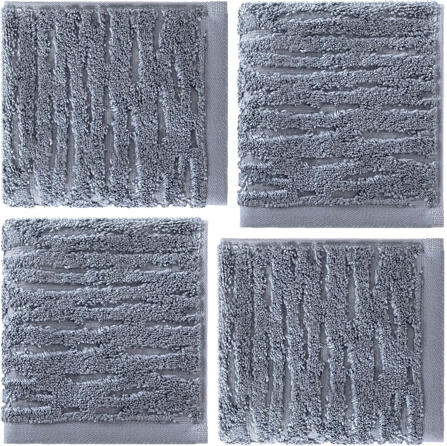 SKL Home CloudSoft Cotton Luxury 4-Piece Washcloth Set, Smoke Blue