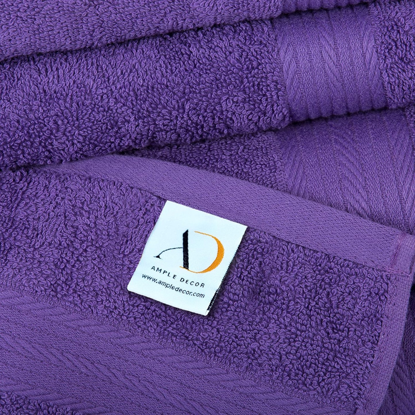 Ample Decor Hand Towel 18 X 28 Inch Pack of 8 600 GSM 100% Cotton, Soft Absorbent Thick Durable Premium Quality, for Hotel, Bathroom, Spa, Daily Use, Gym - Machine Washable - Purple