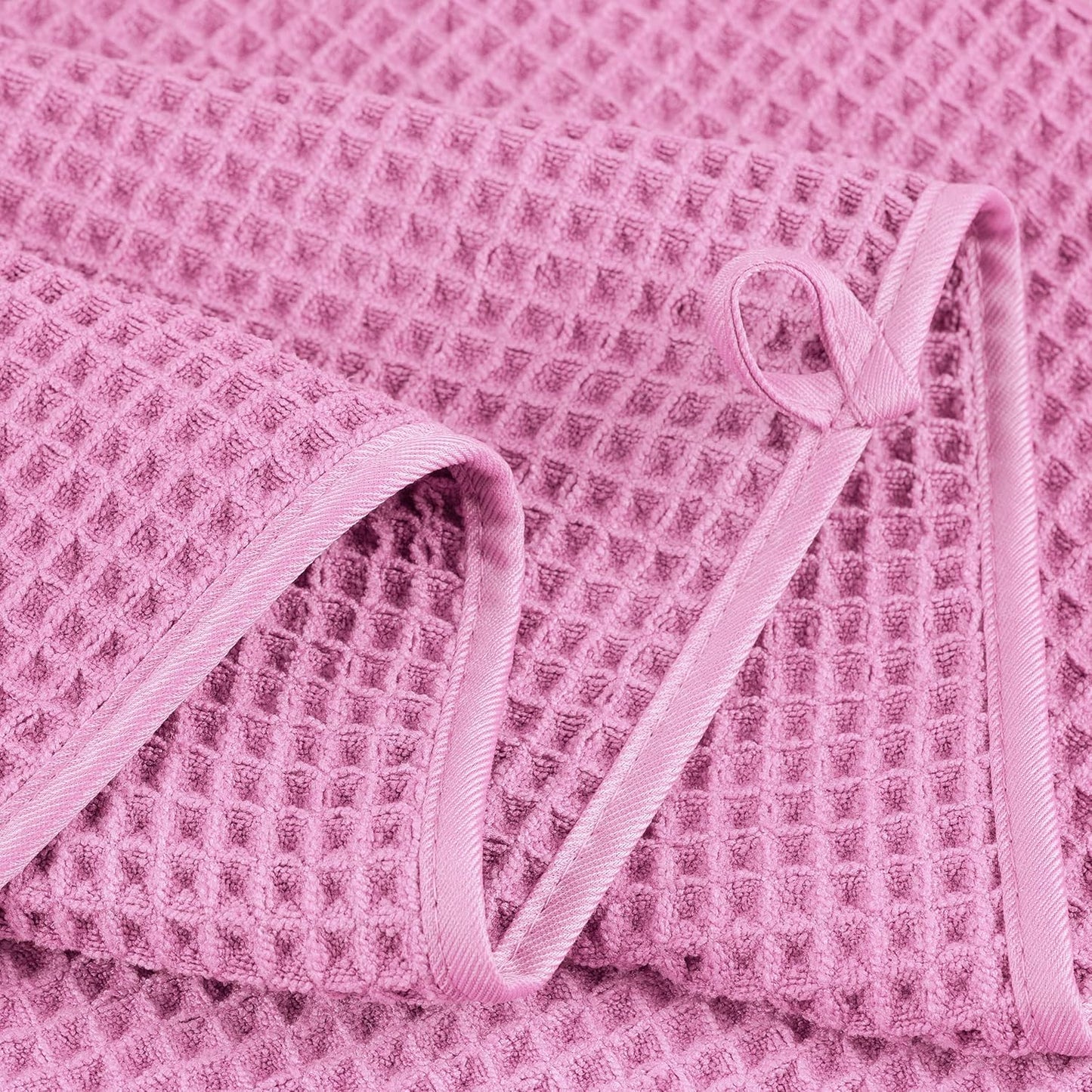 POLYTE Oversize, 60 x 30 in., Quick Dry Lint Free Microfiber Bath Towel Set, 6 Piece (Waffle Weave)