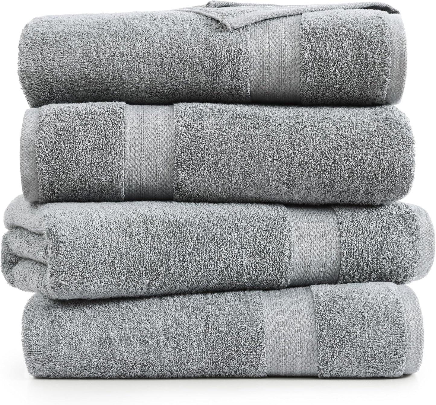 LANE LINEN 100% Cotton Bath Sheets Set of 4 (35"x66") - Ring Spun Cotton Extra Large Bath Towels Sets - Quick Dry, Soft & Absorbent Oversized Shower Towel Sets - Sustainabaly Produced - Space Grey