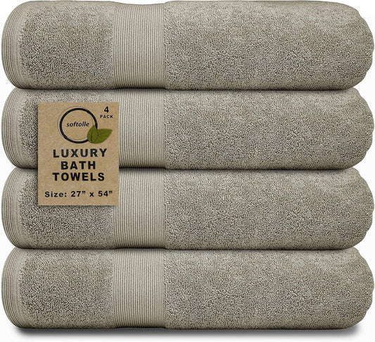Softolle Luxury Bath Towels Set of 4 (27” x 54”) | Towels for Bathroom | Super Soft | Highly Absorbent Towels for Home, Spa, Gym (Taupe)