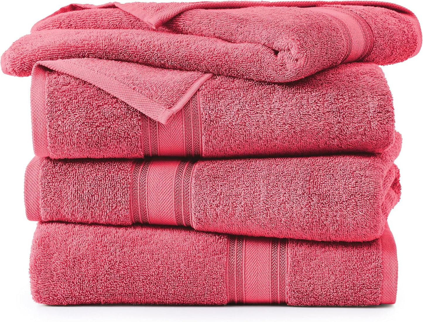 Lane Linen 100% Cotton Large Bath Towels Set of 4 (28"x54") - Zero Twist, Mercerized Cotton Bathroom Towel Sets - Quick Dry, Soft & Absorbent Large Towels Set - Dorm Essentials for Girls - Honeysuckle