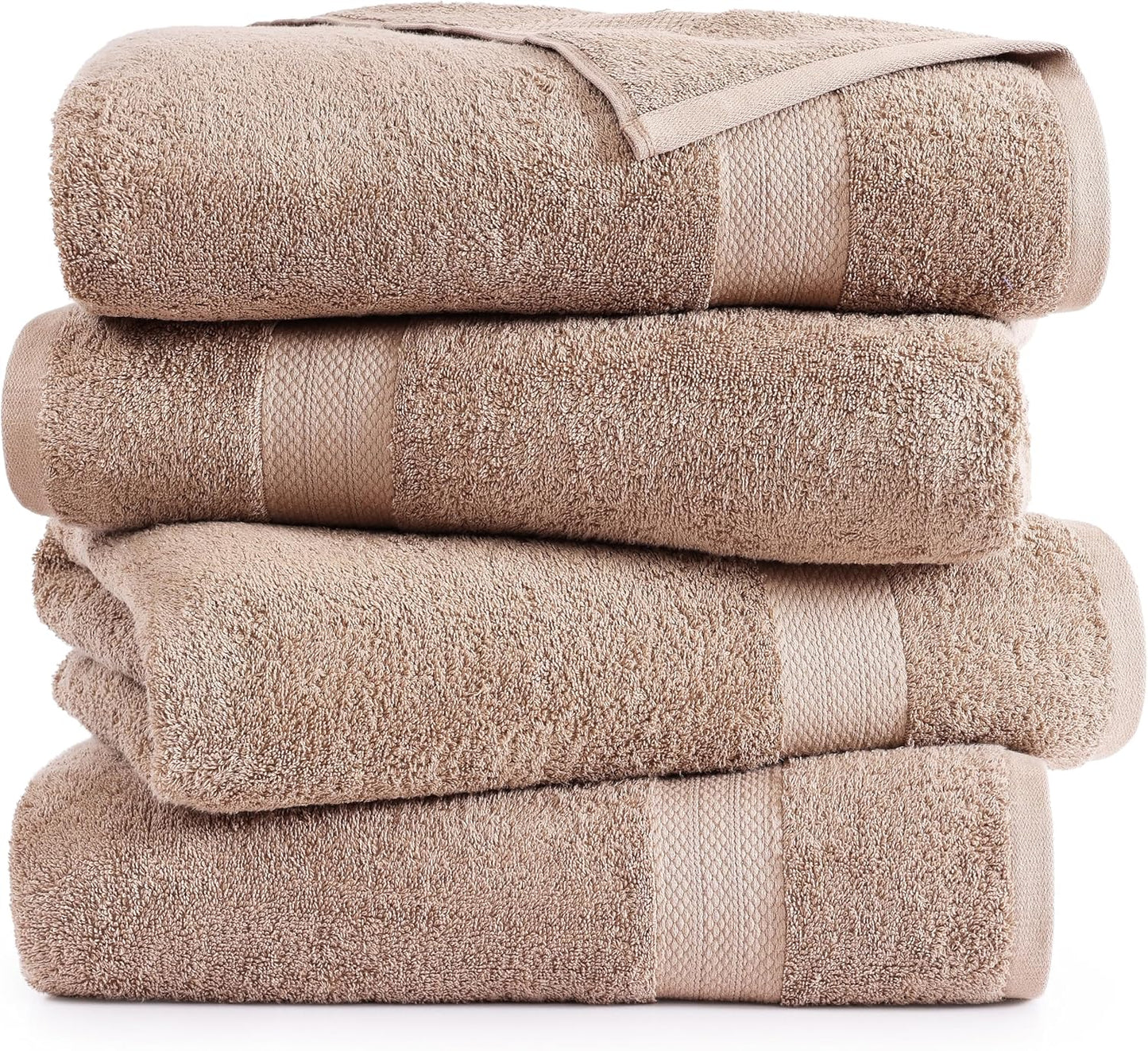Lane Linen 100% Cotton Bath Sheets 4 Pack (35"x66") - Ring Spun Cotton Extra Large Bath Towels Set - Quick Dry, Soft & Absorbent Oversized Shower Towel Sets - Sustainabaly Produced, Pre Shrunk - Taupe