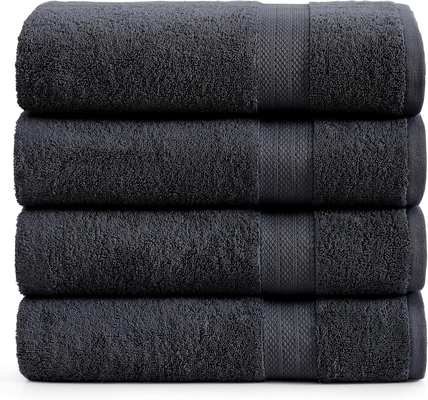 LANE LINEN 100% Cotton Bath Sheets Set of 4 (35"x66") - Ring Spun Cotton Extra Large Bath Towels Sets - Quick Dry, Soft & Absorbent Oversized Towel Set - Pre Shrunk, Fade Resistant - Black Towels