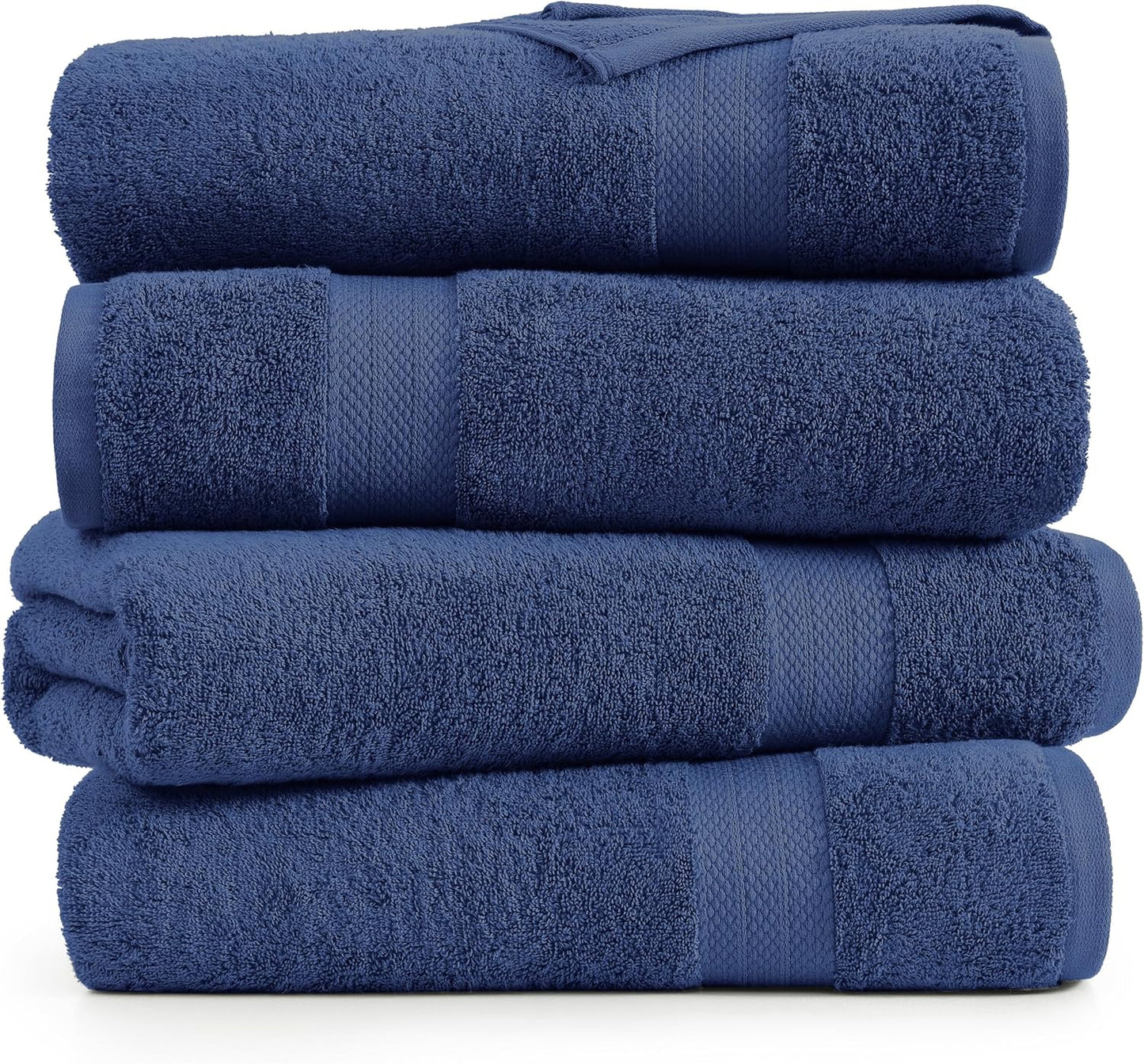 LANE LINEN 100% Cotton 4 Pack Bath Sheets (35"x66") - Ring Spun Cotton Extra Large Bathroom Towels - Quick Dry, Soft & Absorbent Oversized Luxury Bath Towels - Machine Wash in Cold Water - Navy Blue