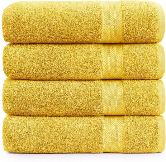 LANE LINEN 100% Cotton Bath Sheets Set of 4 (35"x66") - Ring Spun Cotton Extra Large Bath Towels Set - Quick Dry, Soft & Absorbent Oversized Towel Sets - Holds Well After Multiple Washes - Mimosa