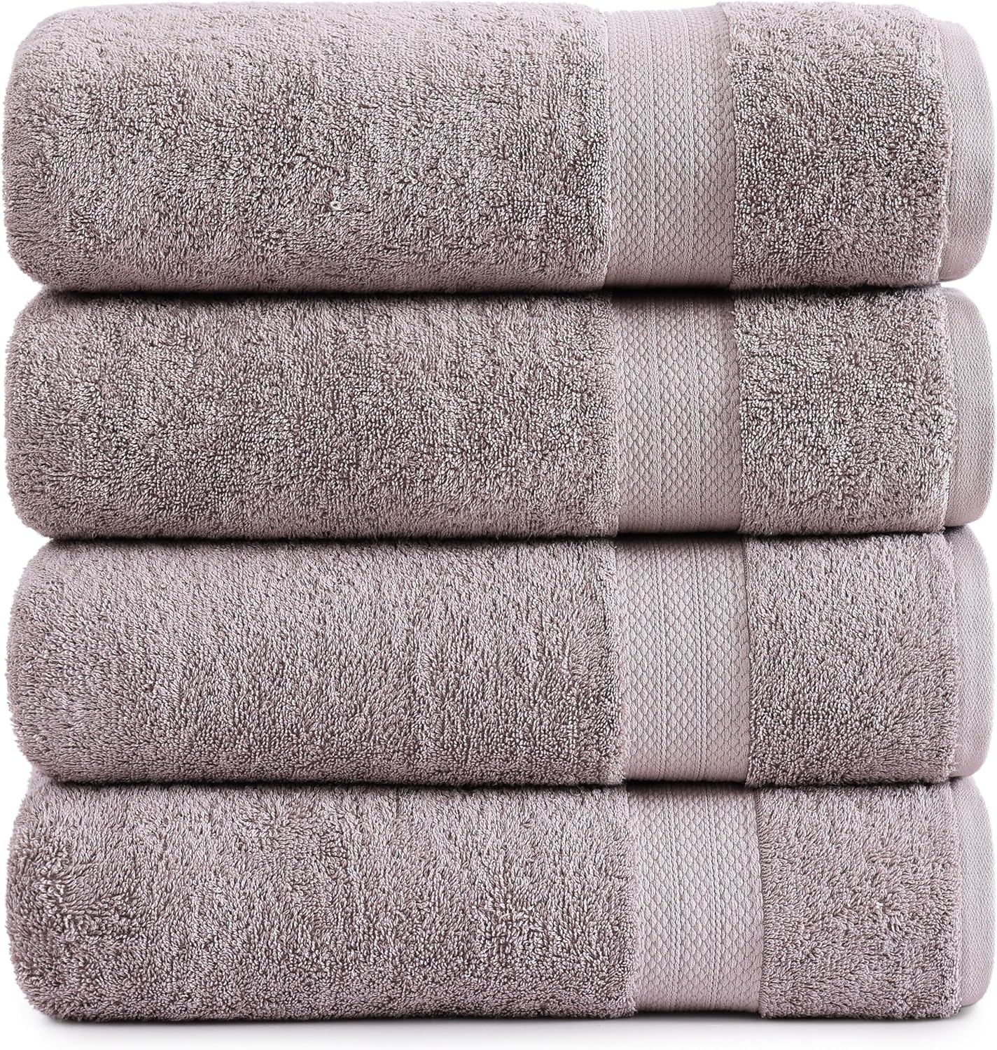Lane Linen 100% Cotton Bath Towels Set of 4 (28"x54") - Ring Spun Mercerized Cotton Bathroom Towel Set - Quick Dry, Very Soft & Absorbent Large Bath Towels - Mininmal Linting after 3 Washes - Platinum