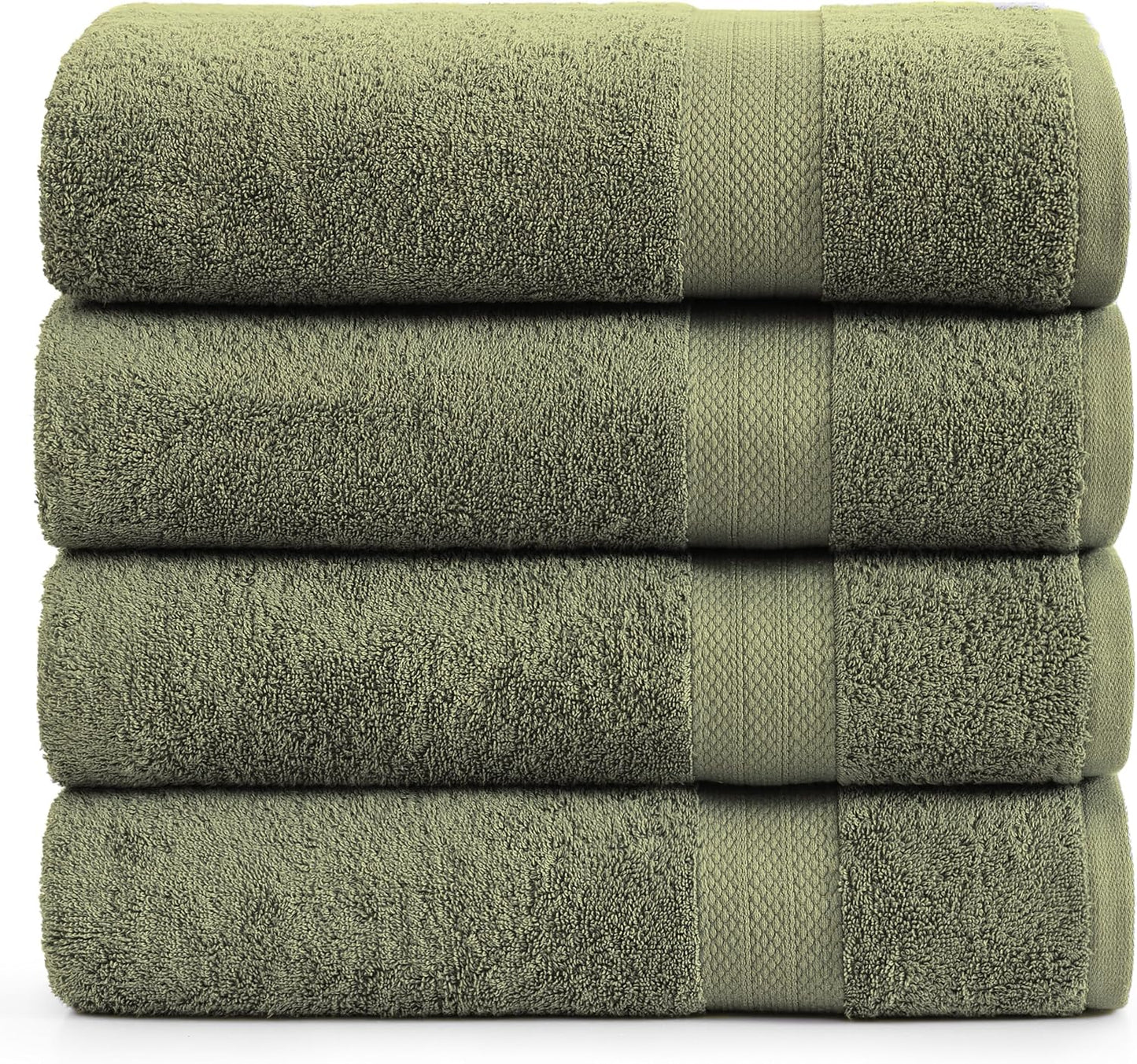 LANE LINEN 100% Cotton 4 Pack Bath Sheets (35"x66") - Ring Spun, Extra Large Cotton Bath Towels Set - Quick Dry, Soft & Absorbent Oversized Towel Set - Remains Soft After Multiple Washes - Oil Green